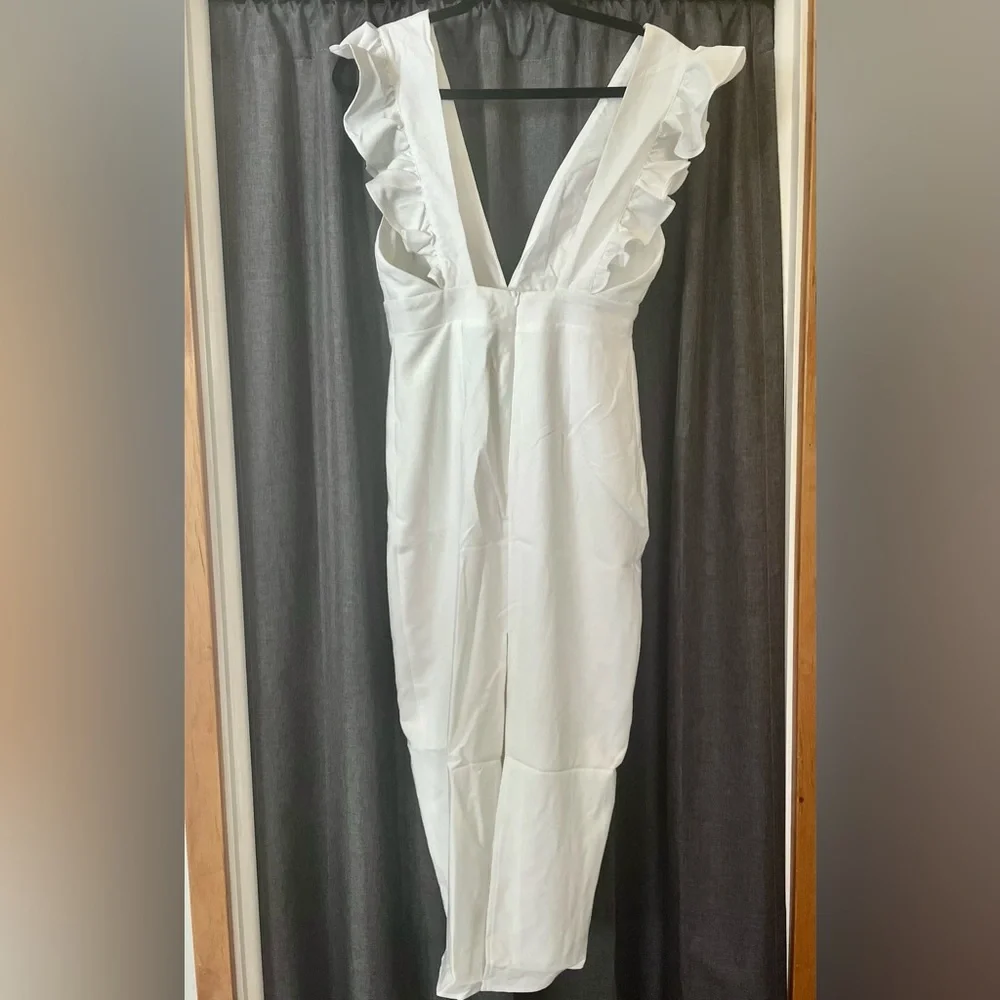 Runway the Label Prezman Midi Deep Plunge White Dress - Picture 7 of 8